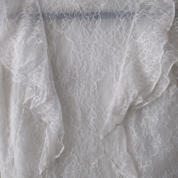 H&M Ruffle and Lace Long Sleeve Off-White Blouse Size 4 - Picture 6 of 10